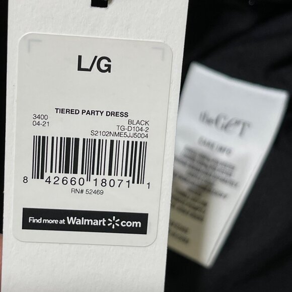 the Get Tiered Party Dress Black Dot Sparkle Size L Large Long Sleeve NWT - Picture 6 of 7